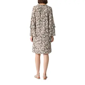 Printed Chiffon Dress with Ruffle Sleeve Details for Women COMMA image-5