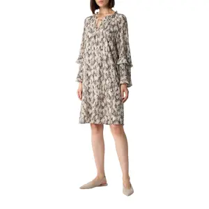 Printed Chiffon Dress with Ruffle Sleeve Details for Women COMMA image-6