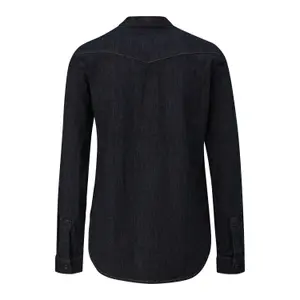 Women's Long Sleeve Soft Denim Blouse with Lavallière Collar COMMA image-1