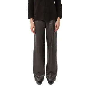 Women's Wide Nappa Leather Effect Trousers COMMA image-2