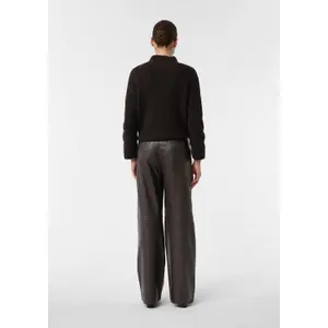 Women's Wide Nappa Leather Effect Trousers COMMA image-4