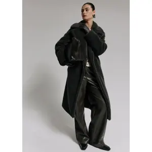 Women's Wide Nappa Leather Effect Trousers COMMA image-6
