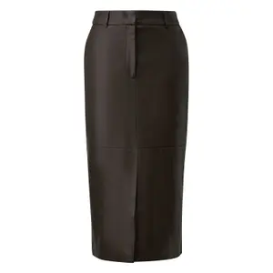 Women's leather skirt COMMA Midi image-0