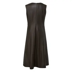 Women's Soft Faux Leather Midi Dress with V-Neck COMMA image-1