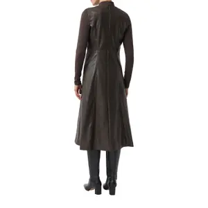 Women's Soft Faux Leather Midi Dress with V-Neck COMMA image-5
