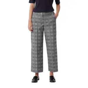 Check Print Culotte Trousers for Women COMMA image-2