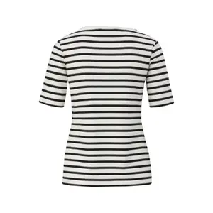 Slim Fit Striped Viscose Blend T-Shirt for Women COMMA image-1