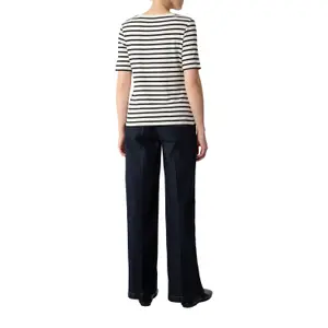 Slim Fit Striped Viscose Blend T-Shirt for Women COMMA image-5