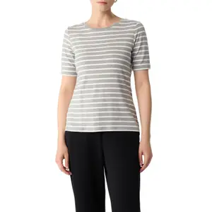 Slim Fit Striped Viscose Blend T-Shirt for Women COMMA image-2