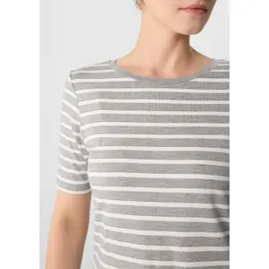 Slim Fit Striped Viscose Blend T-Shirt for Women COMMA image-3