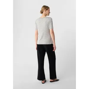 Slim Fit Striped Viscose Blend T-Shirt for Women COMMA image-4