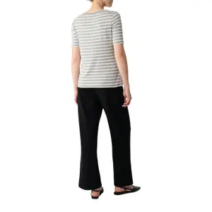 Slim Fit Striped Viscose Blend T-Shirt for Women COMMA image-5