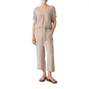 Women's V-Neck Blend Viscose Blouse with Dropped Shoulders COMMA image-6