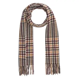 Fringed Soft Check Pattern Scarf Women's COMMA image-0