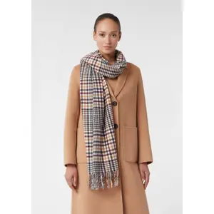 Fringed Soft Check Pattern Scarf Women's COMMA image-3