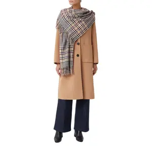 Fringed Soft Check Pattern Scarf Women's COMMA image-4