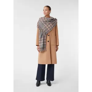Fringed Soft Check Pattern Scarf Women's COMMA image-6