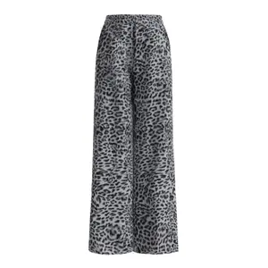 Women’s Leopard Print Palazzo Trousers with Side Stripes COMMA image-0