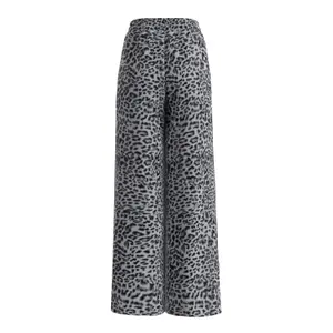 Women’s Leopard Print Palazzo Trousers with Side Stripes COMMA image-1