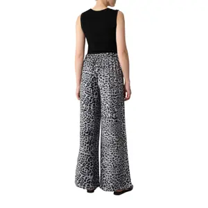 Women’s Leopard Print Palazzo Trousers with Side Stripes COMMA image-5