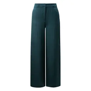 Women's Crinkled Satin Acetate Wide-Leg Trousers COMMA image-0