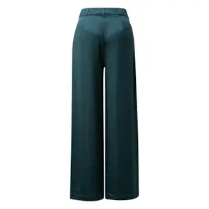 Women's Crinkled Satin Acetate Wide-Leg Trousers COMMA image-1