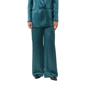 Women's Crinkled Satin Acetate Wide-Leg Trousers COMMA image-2