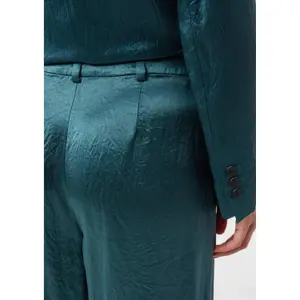 Women's Crinkled Satin Acetate Wide-Leg Trousers COMMA image-3