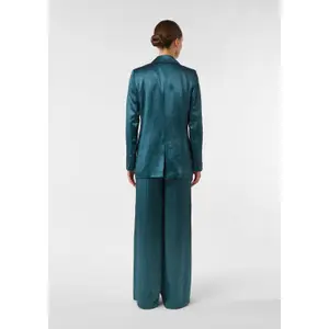 Women's Crinkled Satin Acetate Wide-Leg Trousers COMMA image-4