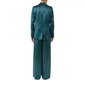 Women's Crinkled Satin Acetate Wide-Leg Trousers COMMA image-5