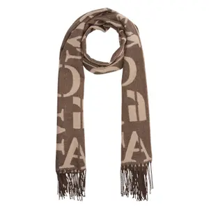 Soft Reversible Scarf with Fringes and Logo Print Women's COMMA image-0
