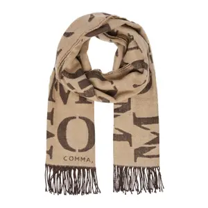 Soft Reversible Scarf with Fringes and Logo Print Women's COMMA image-1