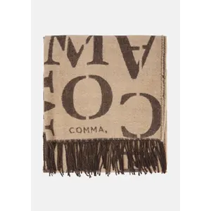 Soft Reversible Scarf with Fringes and Logo Print Women's COMMA image-2