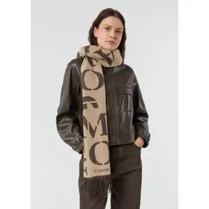 Soft Reversible Scarf with Fringes and Logo Print Women's COMMA image-3