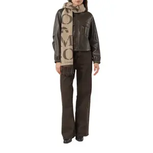 Soft Reversible Scarf with Fringes and Logo Print Women's COMMA image-4