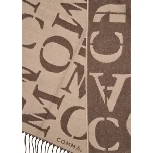 Soft Reversible Scarf with Fringes and Logo Print Women's COMMA image-5