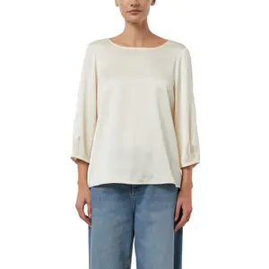 Women's Satin Blouse with 3/4 Sleeves and Delicate Pleats COMMA image-2