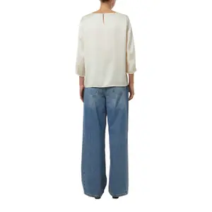Women's Satin Blouse with 3/4 Sleeves and Delicate Pleats COMMA image-5