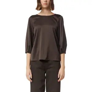 Women's Satin Blouse with 3/4 Sleeves and Delicate Pleats COMMA image-2