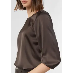 Women's Satin Blouse with 3/4 Sleeves and Delicate Pleats COMMA image-3
