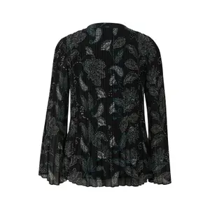Pleated Chiffon Blouse with V-Neck and Floral Print Women's COMMA image-1