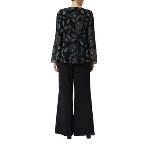 Pleated Chiffon Blouse with V-Neck and Floral Print Women's COMMA image-5