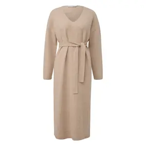 Flattering V-Neck Midi Knitted Dress for Women COMMA image-0