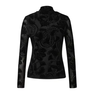 Semi-Transparent Long Sleeve T-Shirt with Paisley Pattern for Women COMMA image-0