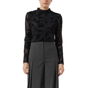 Semi-Transparent Long Sleeve T-Shirt with Paisley Pattern for Women COMMA image-2