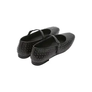 Leather Suede Studded Ballerinas Women COMMA image-1