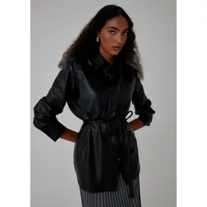 Women's Straight Cut Faux Leather Jacket COMMA image-2