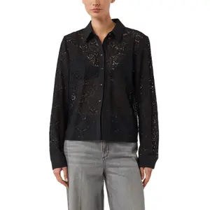 Women's Square Cut Semi-Transparent Lace Blouse with Shirt Collar COMMA image-2