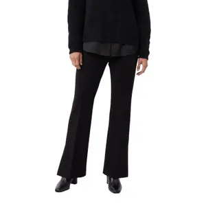 Women's Mid-Rise Flared Jersey Trousers with Hem Slits COMMA image-2