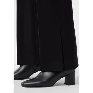 Women's Mid-Rise Flared Jersey Trousers with Hem Slits COMMA image-3